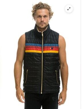 NWOT Aviator Nation 4 Stripe Vest Sherpa Collar. Size M